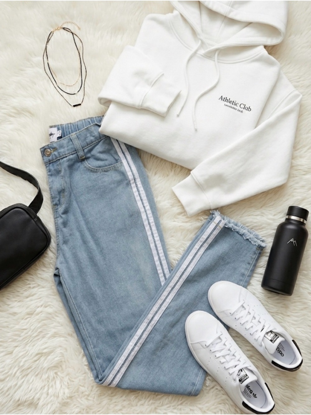 Princess Polly High Rise Ankle Cropped Jeans with White Stripe Side Detailine
